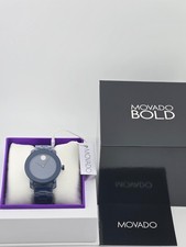 $895 MSRP | Orologio Movado da donna in ceramica quadrante blu audace evoluzione - 3600805 NUOVO