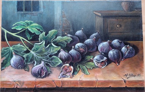 Olio tela 60x40 fichi su - tela, "fichi