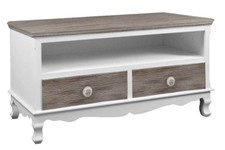 MOBILE PORTA TV TAVOLO SALOTTO SHABBY CHIC CLASSICO BIANCO MARRONE 100*42*H55 CM