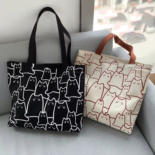 Borsa donna canvas gatto - borsa,
