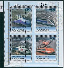 TOGO - ERRORE, FOGLIO ERRORE 2011: 30 Anniv. di TGV, Treni ad Alta Velocità, Francia