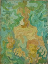 Pietro Delfitto (Pavia 1933-Arena Po 2006) DOPO SCUOLA NEI VIGNETI 60x80 anni'60