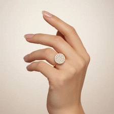 Anello tondo pavé in oro