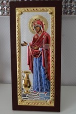 ICONE SACRÉE GREC COPIE ORIGINALE  STYLE BYZANTIN ALLIAGE AVEC DE L'ARGENT