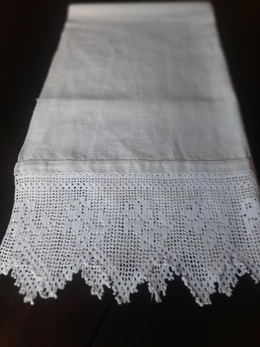 Aciugamano lino con pizzo - di,