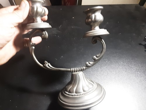 Vecchio candelabro peltro - candelabro,
