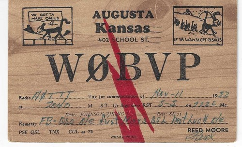Scheda radio qsl 1952 augusta - scheda,