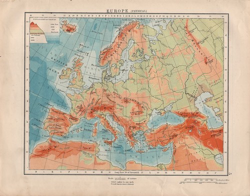 1914 mappa europa fisica - europa,
