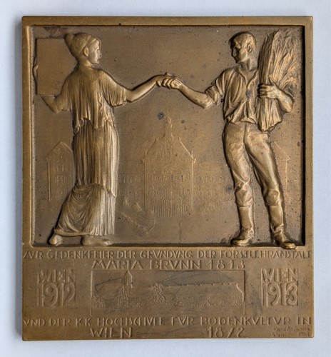 Targa bronzo 1913 istituto - targa,