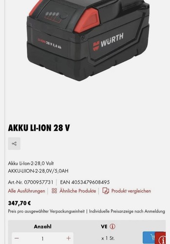 Batteria würth 28v 5ah nuova - würth,