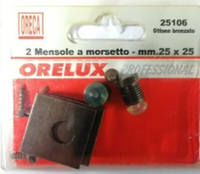 Mensole a morsetto coppia reggimensole mm 25x35 ottone bronzato mensola vetro