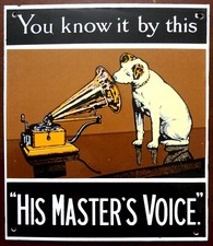 Insegna pubblicitaria smaltata "His Master's Voice" - anni '70 - Inghilterra