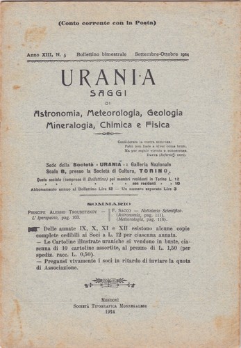 Urania rivista 1924 - 1924,, anno
