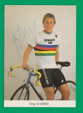 CYCLISME carte cycliste GREG LEMOND Champion du Monde équipe RENAULT Signée