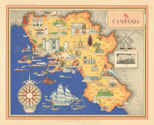 Campania pictorial map - , by
