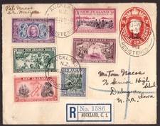 Nuova Zelanda, 1941 busta registrata multifrancata per USA -HD69