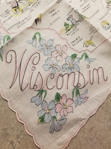 Vintage hankie wisconsin mappa - vintage,