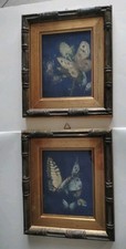 Coppia quadri  Farfalle dipinte a mano su seta (19,5x23,5)