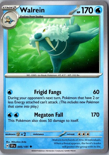 Carta pokemon walrein 045 191 - pokemon, 045/191