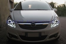 FARI ANGEL EYES CROMO/NERI A LED 6000k OPEL CORSA D DAL 07/2006 AL 01/2011