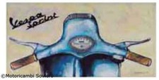 \ Stampa Su tela Manubrio Vespa Sprint telaio in legno 100x50 cm   //