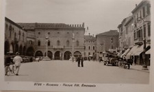  RAVENNA Fotog. Piazza Corriera Postale Animata Carretto Bici  bella