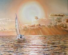 Olio su Tela Originale 50x40 cm - In Alto Mare, Anno 2017, Arte Contemporanea