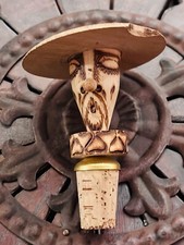 Vintage intagliato a mano dormiente messicano sombreroman legno vino sughero bottiglia arte popolare