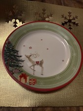 Spode Christmas Jubilee 8” piatto insalata renne e albero lotto di 4 fasce verdi senza scatola