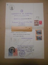 BEL DOCUMENTO MUNICIPALE DEL 1939 DEL COMUNE DI EMPOLI CON MARCHE COMUNALI