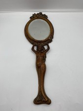 Art Nouveau Specchio a mano in legno intagliato. 