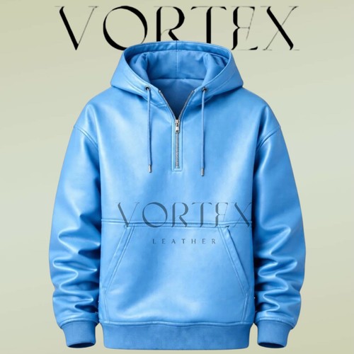Felpa uomo skyblue vera pelle - skyblue,
