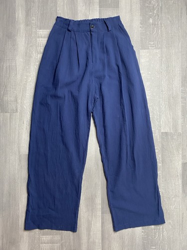 Pantalone cotone lino blu - cotone,
