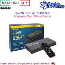 Switch HDMI 4K 60Hz HDR 4 Ingressi Con Telecomando