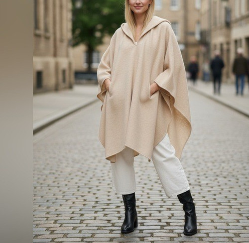 Poncho maglione giacca tasche
