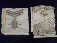 2 PROVE RICAMO CANOTTIGLIA PERLINE STRASS VINTAGE ANNI 70 RICAMATRICE SARTORIA