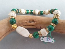???BRACCIALE DONNA PIETRE NATURALI DURE MALACHITE VERDE, HOWLITE.  N. 54??