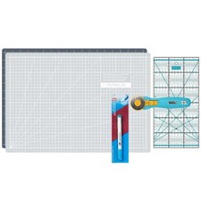 Set tappetini da taglio Semplix A3 grigio/turchese + pennarello Prym Aqua