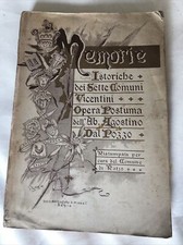 1910 LIBRO MEMORIE ISTORICHE DEI SETTE COMUNI VICENTINI
