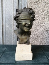 Scultura In Bronzo Dea Bendata Base Marmo