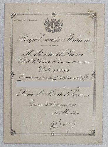 Diploma militare 1920 rgt - militare, 13