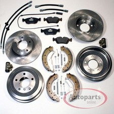 Pastiglie dischi freno + tamburi freno tubi freno anteriori posteriori per BMW Serie 3 E30