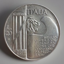 20 LIRE 1928 ELMETTO QSPL