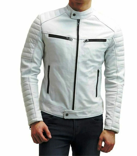 Giacca biker uomo bianca - , slim