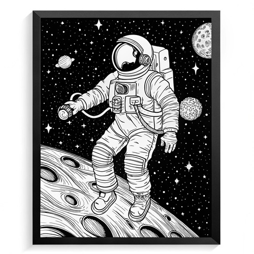 Astronauta parete bianco - parete, e