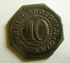 1918 Germania 10 Pfennig SCHWARZBURG SONDERHAUSEN moneta di emergenza - RARA moneta di emergenza 