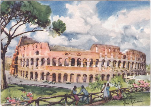 Roma colosseo illustratore - roma,