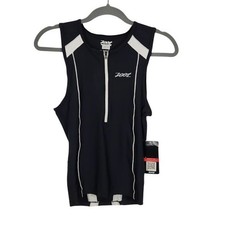 ZOOT Top Uomo Triathlon Senza Maniche Nero/Bianco Zip Anteriore Performance Wear - Small
