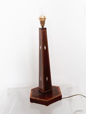 Lume da tavolo in legno rivestito di radica con intarsi in madreperla - Anni 50