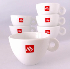 New 6 tazze Illy cups cappuccino VINTAGE Illy collection Bar Logo no saucer